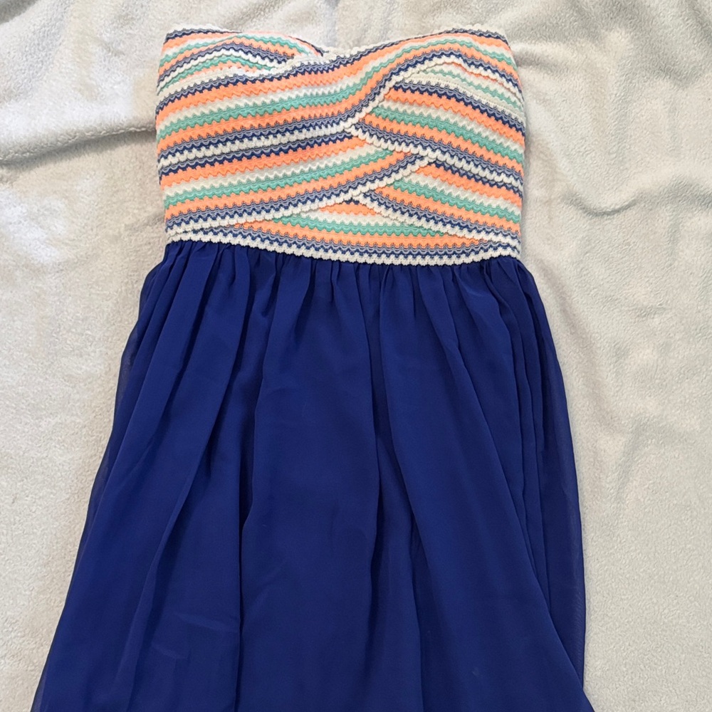 B Darlin Multicolor Zigzag Strapless Mini Dress